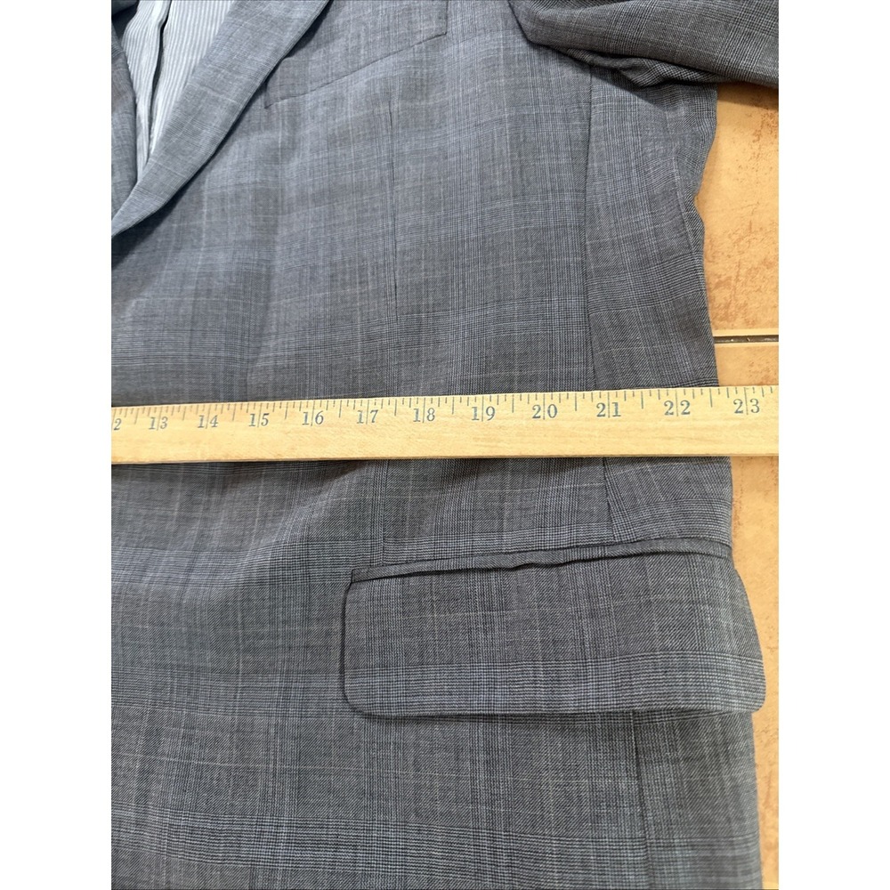 Jack Victor Suit Gray Plaid 44L Pants 38 x 32 Super 110s Wool Pinstripe 2 Piece - Picture 9 of 16